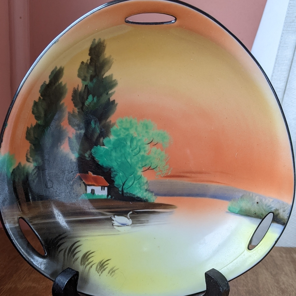 Vintage Handpainted Nippon Oval Plate Made in Japan